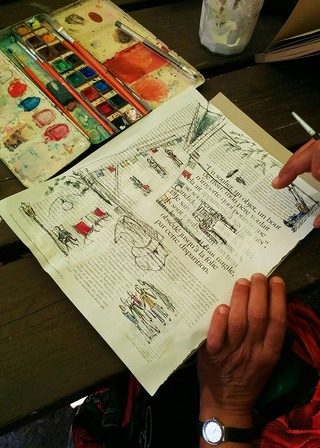 Atelier Carnet de voyage, Vacances en famille, Peinture-aquarelle-collage